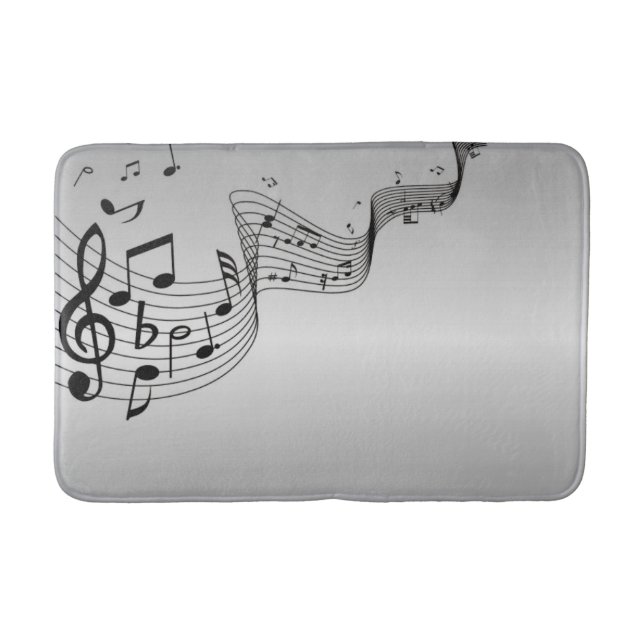 Tapis De Bain Notes de musique sur argent (Devant)
