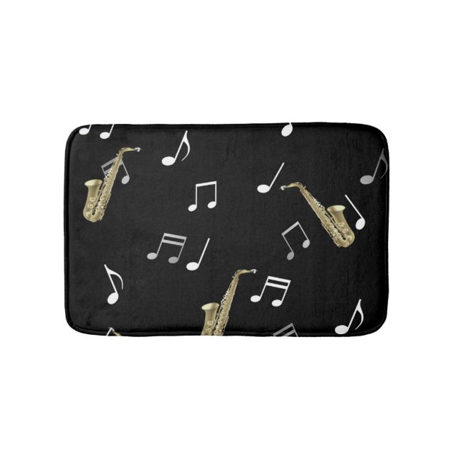Tapis De Bain Notes musicales et saxophones Jazzy (Devant)