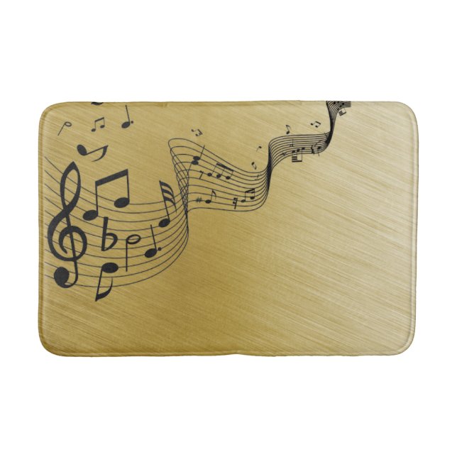 Tapis De Bain Notes musicales Or brossé (Devant)