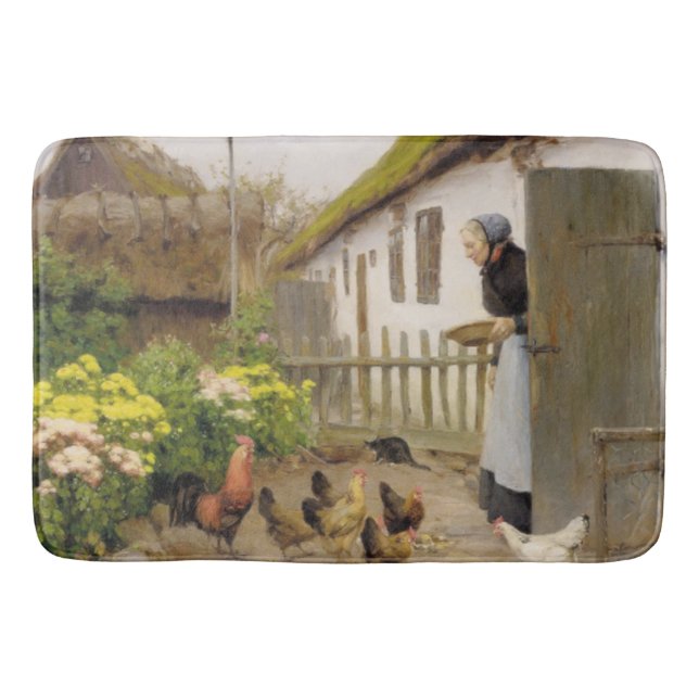 Tapis De Bain Nourrir les poules (par H.A. Brendekilde) (Devant)