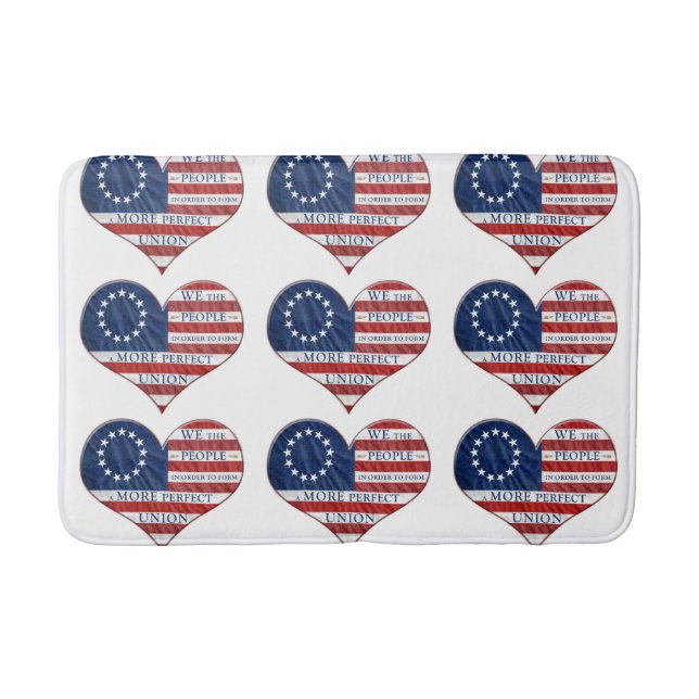 Tapis De Bain Nous Le Peuple Le Coeur Du Drapeau Américain (Devant)