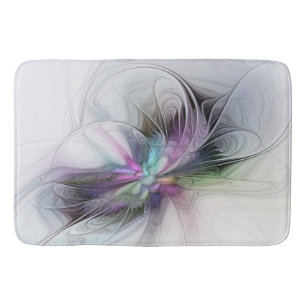 Tapis De Bain Nouvelle vie, Colorful Abstrait Fractal Art Imagin