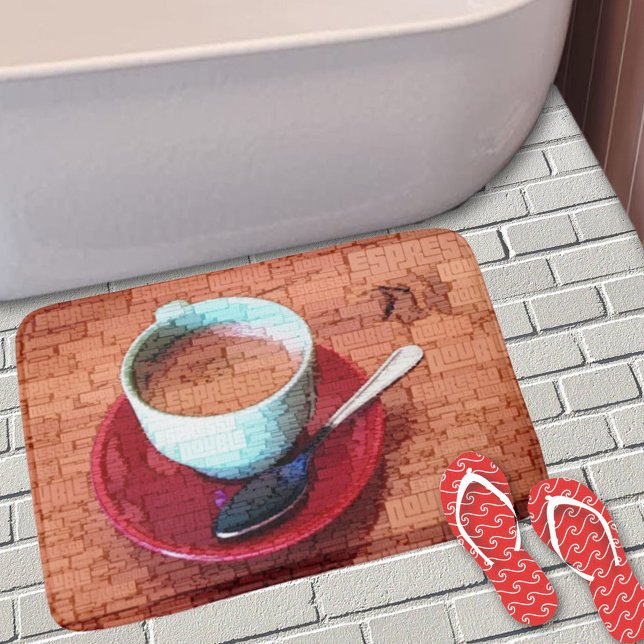 Tapis De Bain Nuage de mots de tasse et cuillère d'espresso (Créateur téléchargé)