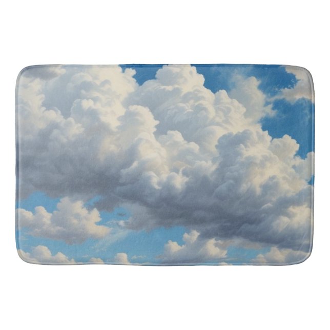 Tapis De Bain Nuages blancs et ciel bleu clair (Devant)