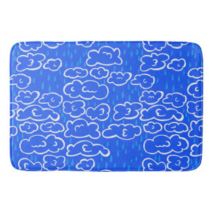 Tapis De Bain Nuages colorés Pluie Bleu Motif