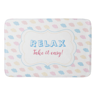 Tapis De Bain Nuages de couleurs pastel détendues rose bleu jaun