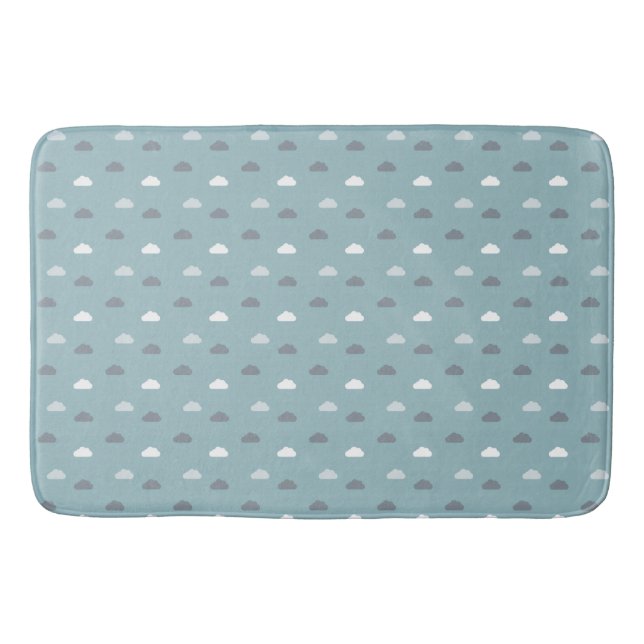 Tapis De Bain Nuages sur fond bleu œuf de cane (Devant)