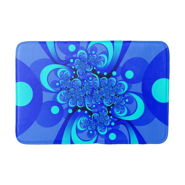 Tapis De Bain Nuances de bleu Art fractal abstrait moderne (Devant)