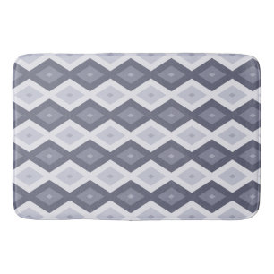Tapis De Bain Nuances de bleu gris motif diamant