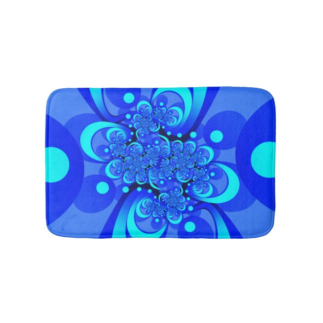 Tapis De Bain Nuances de bleu moderne art fractal Abstrait (Devant)