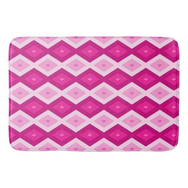 Tapis De Bain Nuances de motif de diamant fuchsia (Devant)