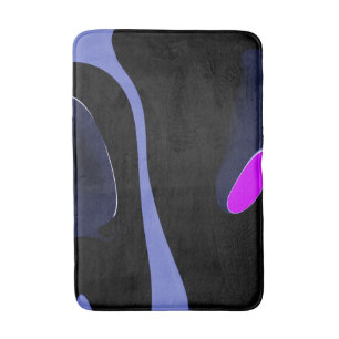 Tapis De Bain Nuit de la Comète : Bleu Abstrait, Violet & Noir