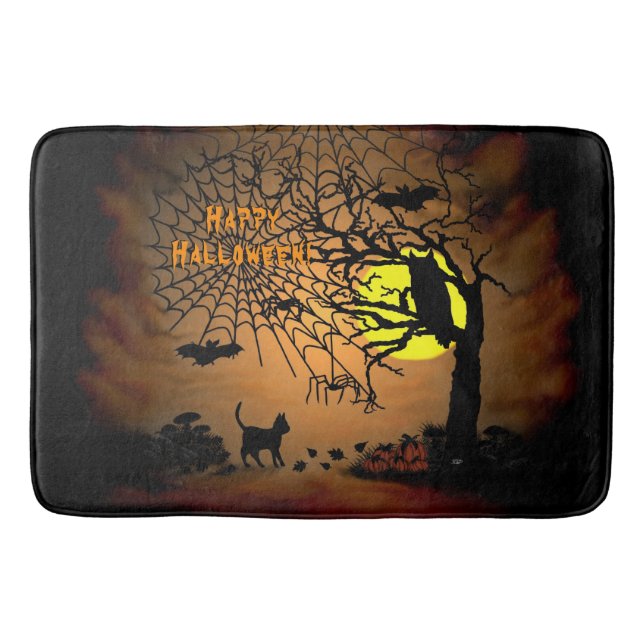 Tapis De Bain Nuit d'Halloween, Joyeux Halloween ! (Devant)