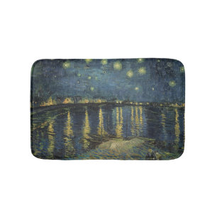 Tapis De Bain Nuit étoilée de Vincent van Gogh   au-dessus du