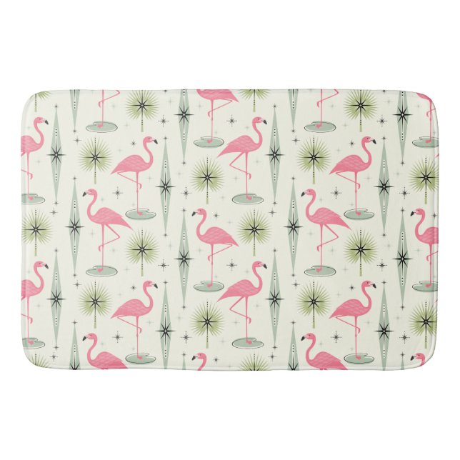 Tapis De Bain Oasis atomique avec Flamants roses roses II (Devant)
