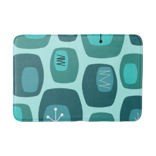Tapis De Bain Oblongs modernes du milieu du siècle Turquoise