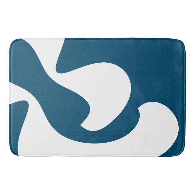 Tapis De Bain Océan Bleu et blanc Art Moderne (Devant)