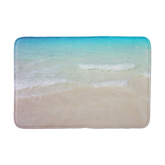 Tapis De Bain Océan bleu tropical et sable de plage (Devant)