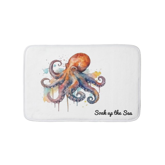 Tapis De Bain Océan Caprice : Pieuvre Colorée (Devant)