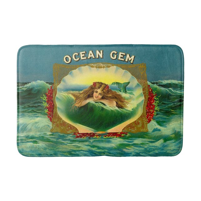 Tapis De Bain Ocean Gem mermaid étiquette de cigare (Devant)