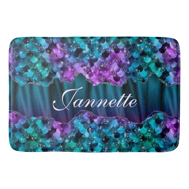 Tapis De Bain Ocean Glam Turquoise Purple Sirène Faux Parties sc (Devant)