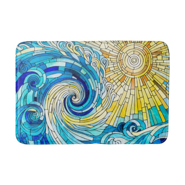 Tapis De Bain Ocean Wave Sun mosaïque art (Devant)