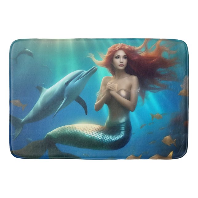 Tapis De Bain "Ocean's Dance : A Mermaid and Dolphins' Journey" (Devant)