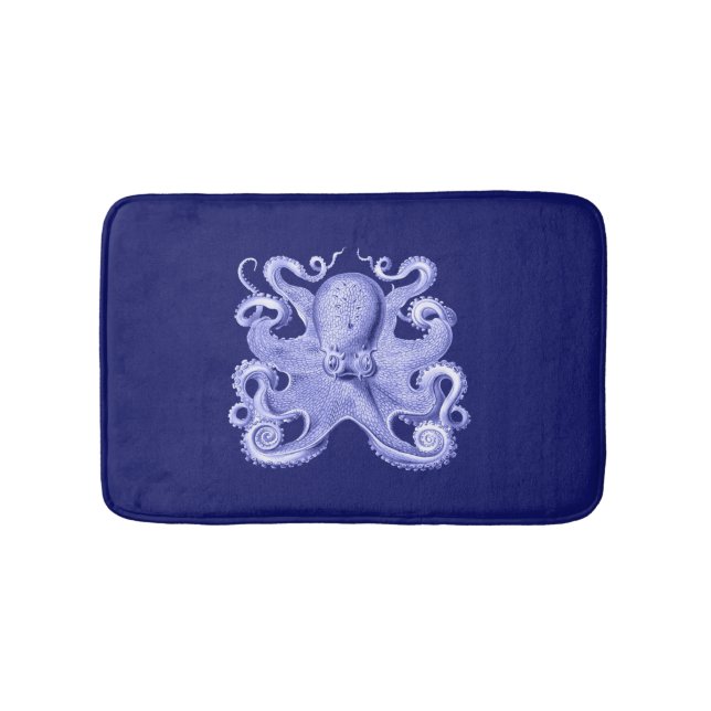 Tapis De Bain Octopus Marine Bleu Mer Côte Nautique Maison de pl (Devant)