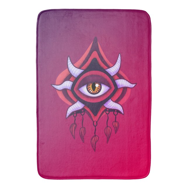 Tapis De Bain Oeil Démon Violet - Art Occulte Gothique (devant Vertical)