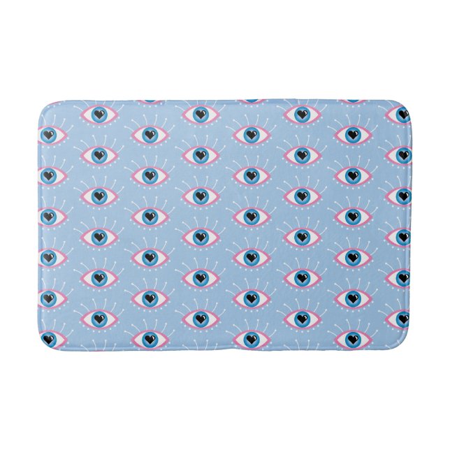 Tapis De Bain Oeil mal grec avec cils rose bleu (Devant)