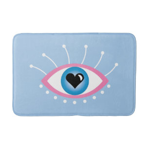 Tapis De Bain Oeil mal grec avec cils rose bleu