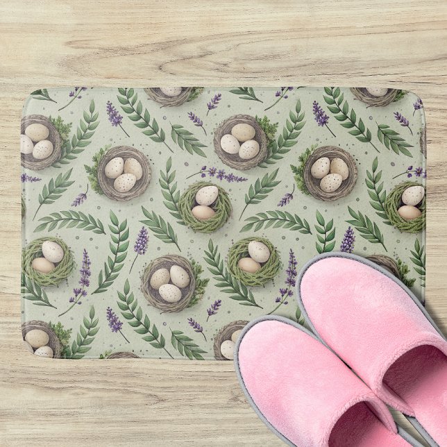 Tapis De Bain Œufs de Pâques Vert Sauge Simple Nid de Lavande (Créateur téléchargé)