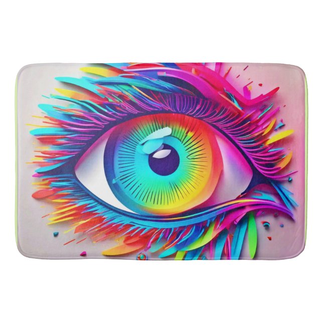 Tapis De Bain Œuvre d'art abstraite d'œil néon vibrant (Devant)
