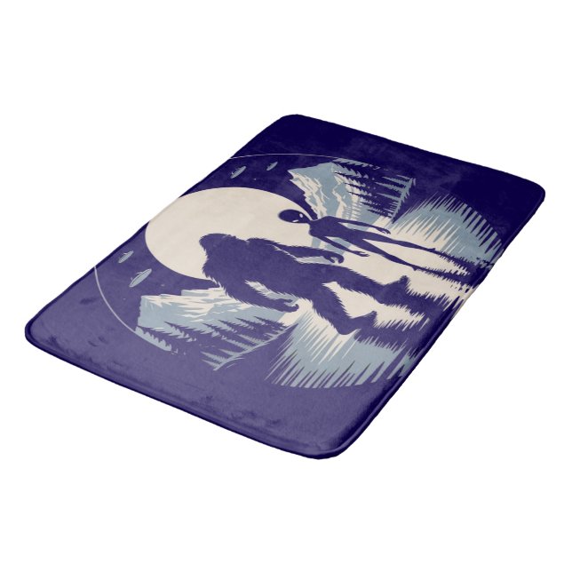 Tapis De Bain Œuvre d'art Cryptide Alien UFO Bigfoot Paranormal  (Angle)