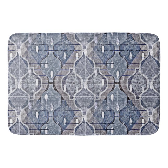 Tapis De Bain Ogee atomique Bleu Gris moderne Ferme Midsiècle (Devant)