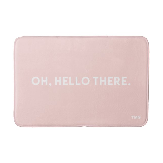 Tapis De Bain Oh Bonjour Là Typographie Blush Pink Monogramme (Devant)