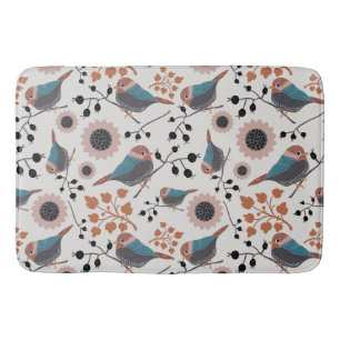 Tapis De Bain Oiseau De Chickadee Et Berry Motif Design Floral