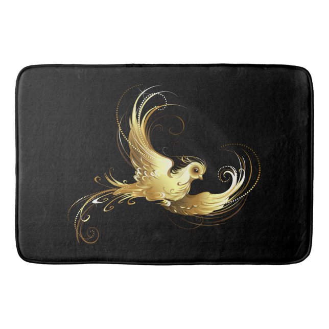 Tapis De Bain Oiseau d'or sur Arrière - plan noir (Devant)