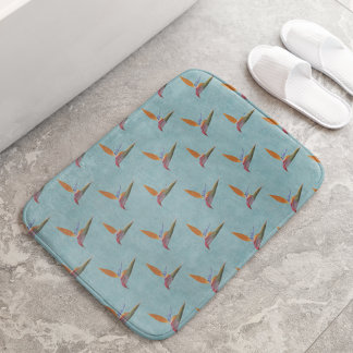 Tapis De Bain Oiseau moderne Turquoise tropical du paradis tiré