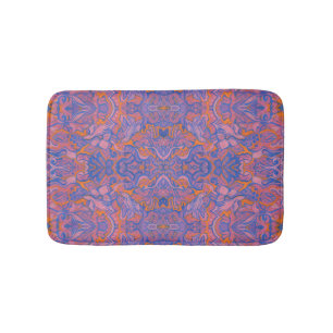 Tapis De Bain Oiseaux Arabesque Oriental Bohème Bohème Bleu Oran
