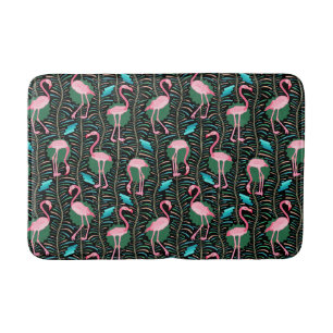 Tapis De Bain Oiseaux de Flamant rose rose 20s Déco Ferns Motif