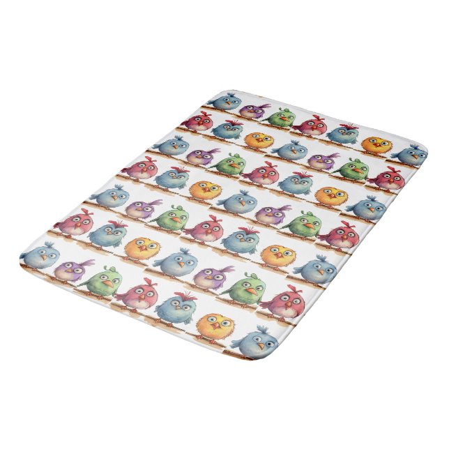 Tapis De Bain Oiseaux Fantaisistes (Angle)