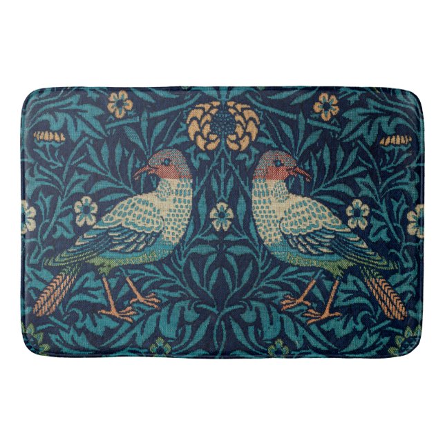 Tapis De Bain "Oiseaux" par William Morris Motif bleu  (Devant)
