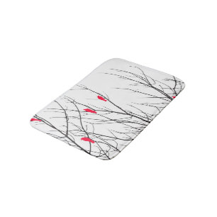 Tapis De Bain Oiseaux rouges lumineux artistiques sur des