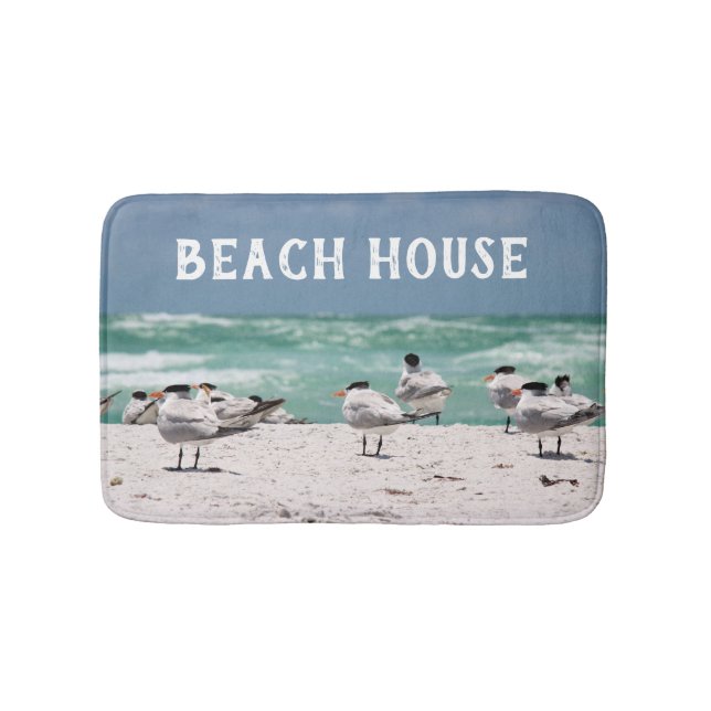 Tapis De Bain Oiseaux sur la plage du golfe d'Amérique (Devant)