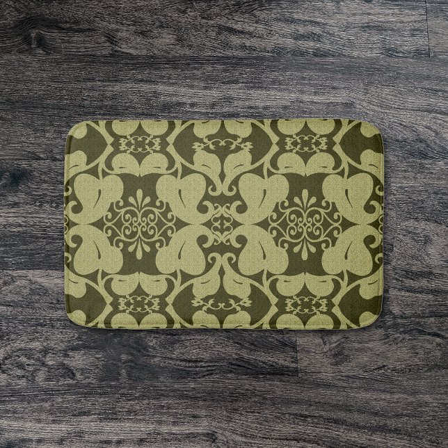 Tapis De Bain Olive vert orné Moderne Élégant Motif Mat (Créateur téléchargé)
