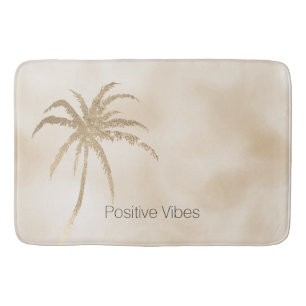 Tapis De Bain Ombre de palmiers tropicaux en or de Glam