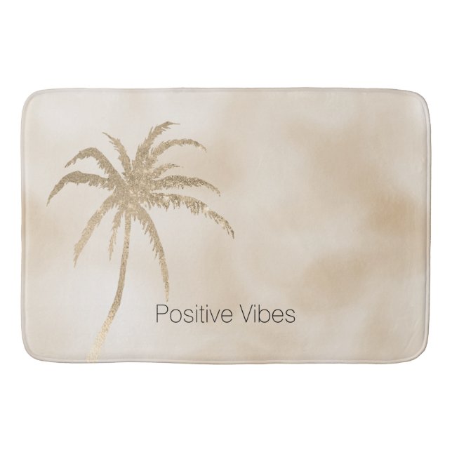 Tapis De Bain Ombre de palmiers tropicaux en or de Glam          (Devant)