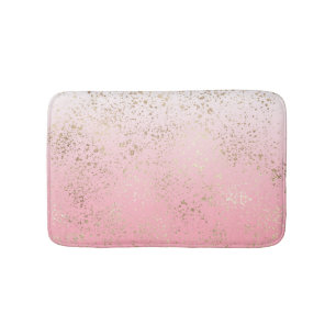 Tapis De Bain Ombre rose blanc éclaboussé d'or flakes