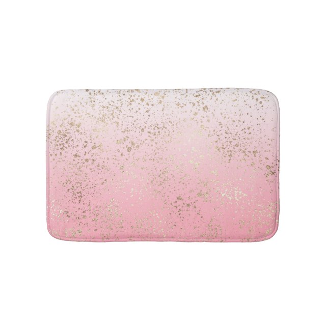 Tapis De Bain Ombre rose blanc éclaboussé d'or flakes (Devant)
